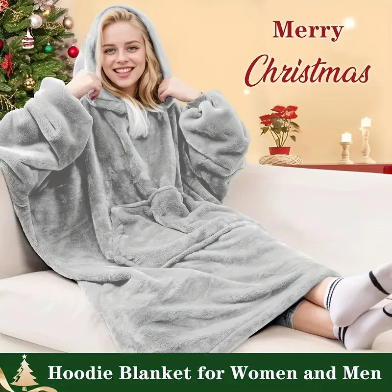 Soft Double-Sided Wearable Hooded Blanket Pajamas