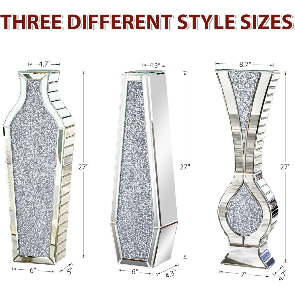 Large Crystal Vase with Crushed Diamond Effect