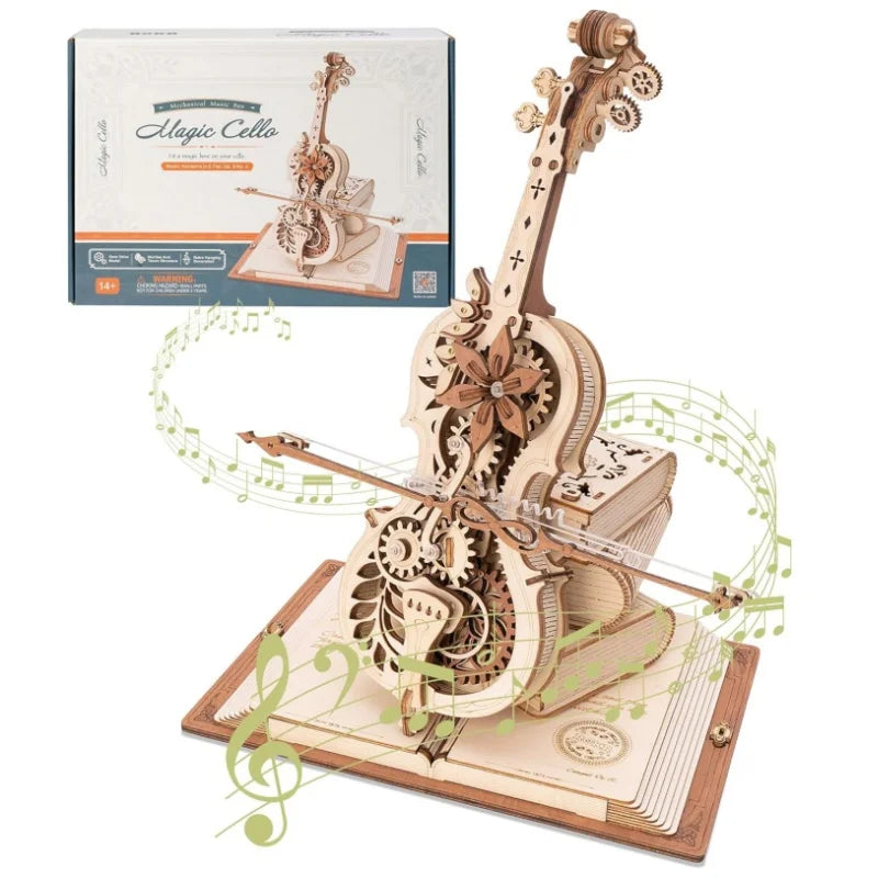 Mechanical Music Box 3D Wooden Puzzle for Kids Christmas Gifts