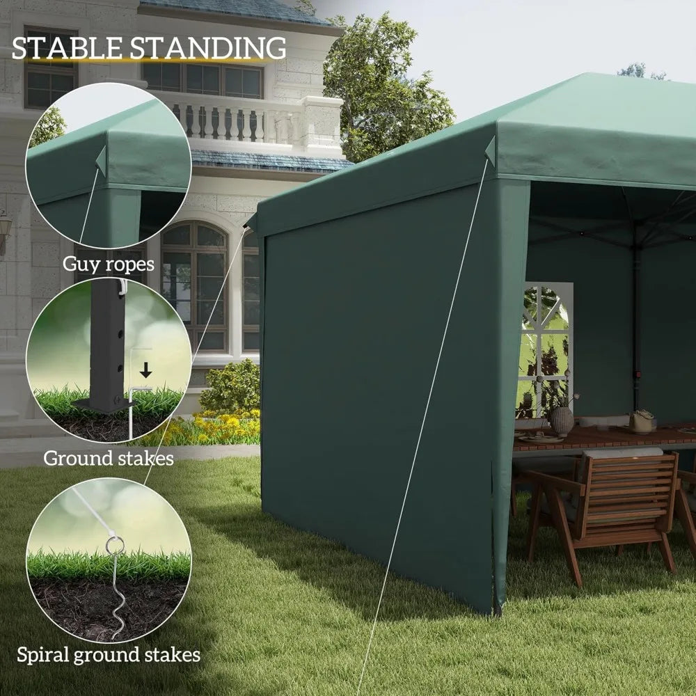 10' x 20' Pop Up Canopy Tent with 4 Sidewalls, Heavy Duty