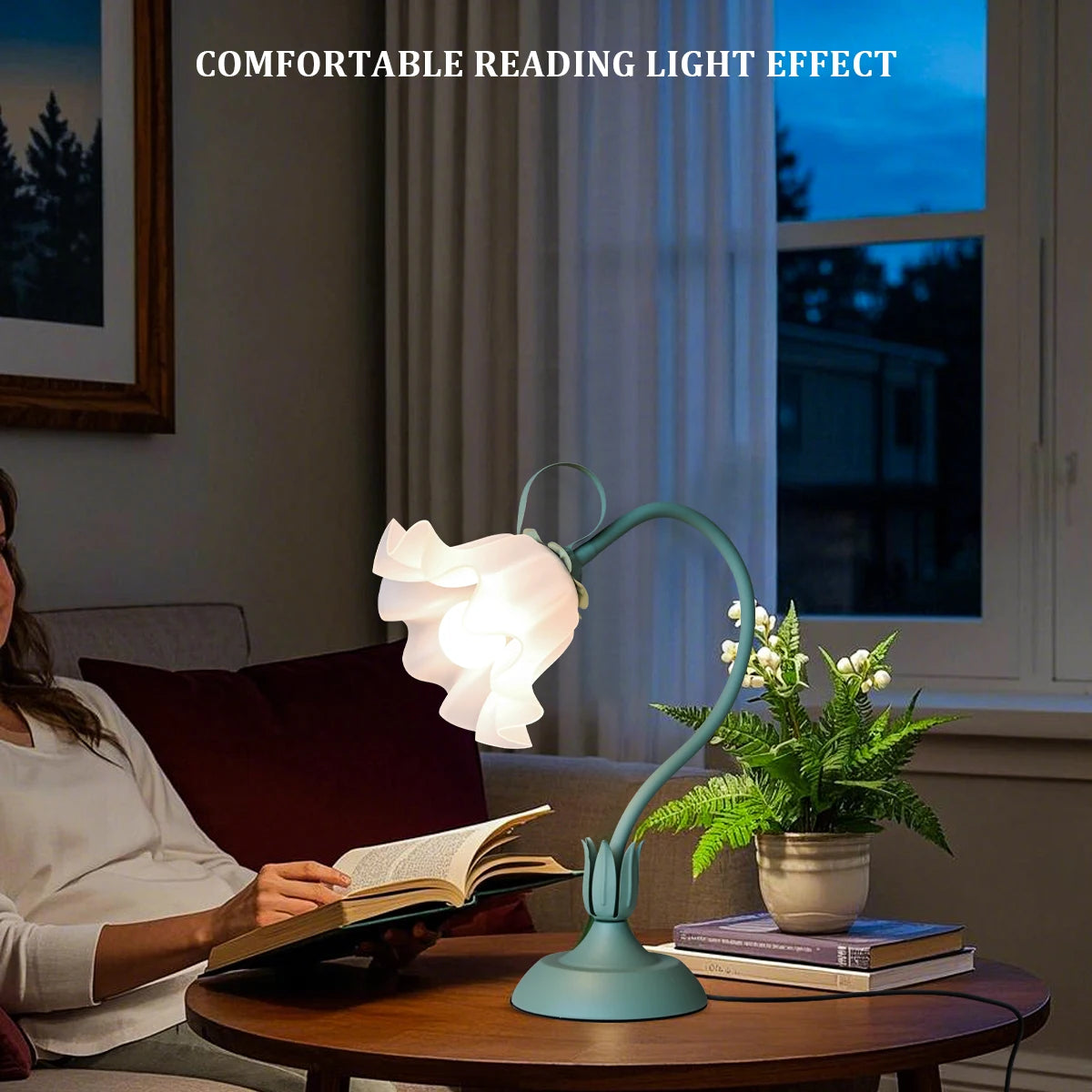 Vintage bedside lamp, flower lamp, (color: green)E26LED lighting