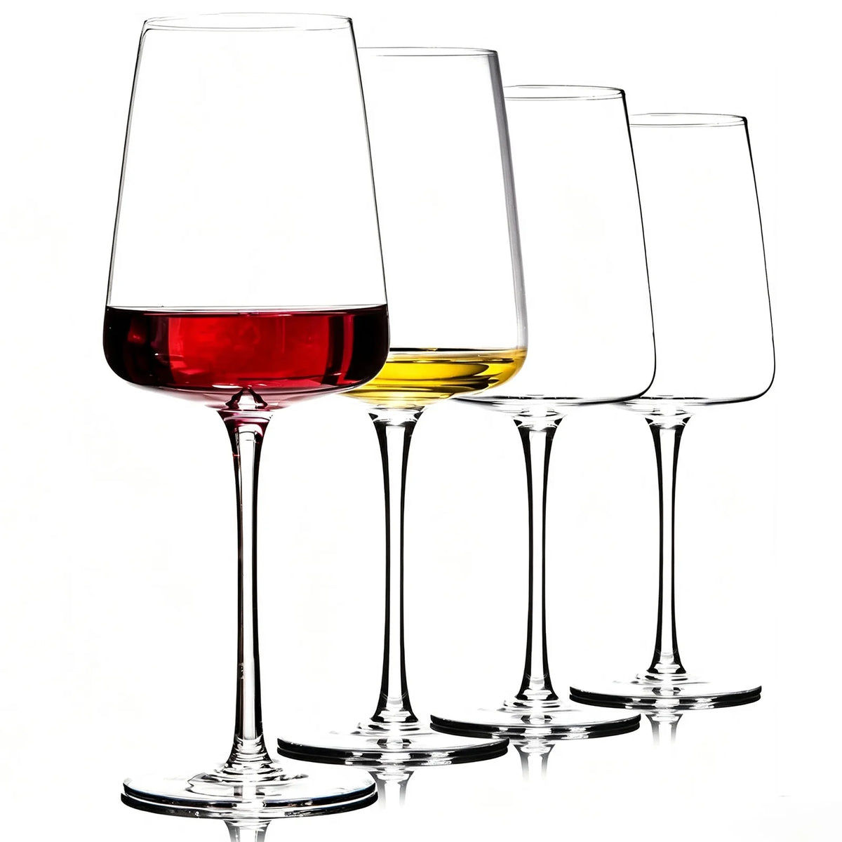 Hand Blown Red Wine Glasses Set of 4 – Crystal Wine Glasses With Long Stem,19 oz