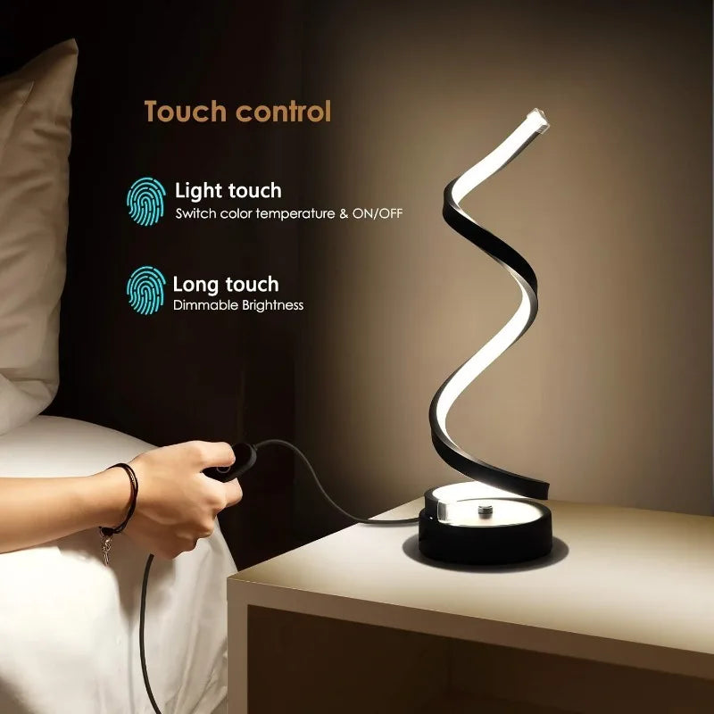 Classic Creative Spiral LED Table Lamp, Dimmable  Adjustable Arm