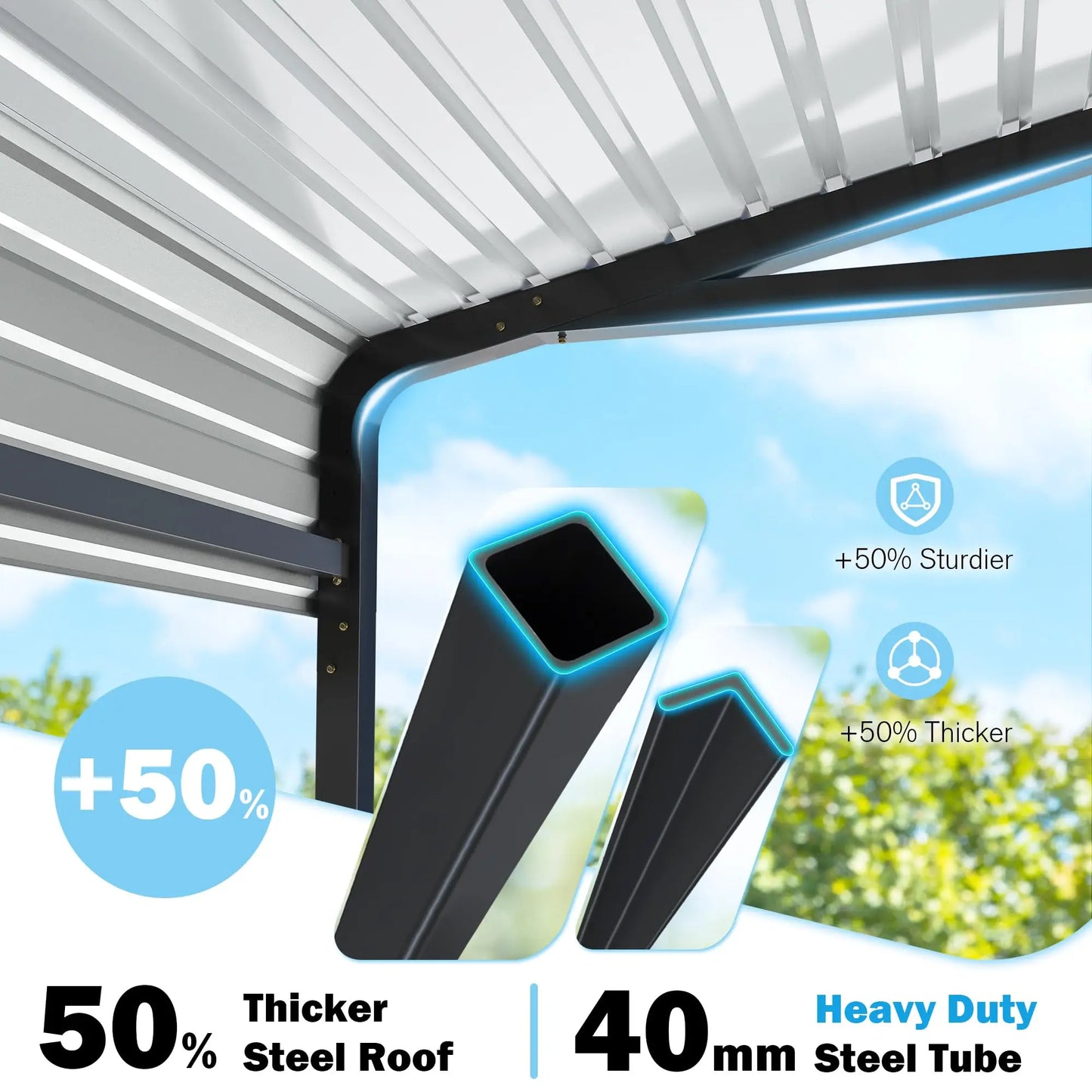 12x20FT Metal Carport Shelter, Heavy-Duty Galvanized Steel