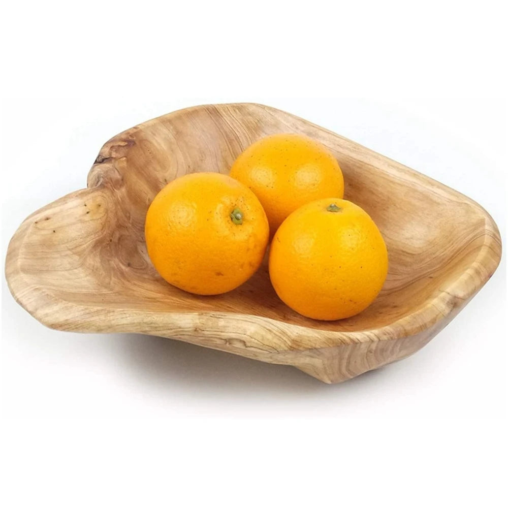 Wooden Fruit Salad Serving Bowl Hand-Carved Root Bowls  15-19cm