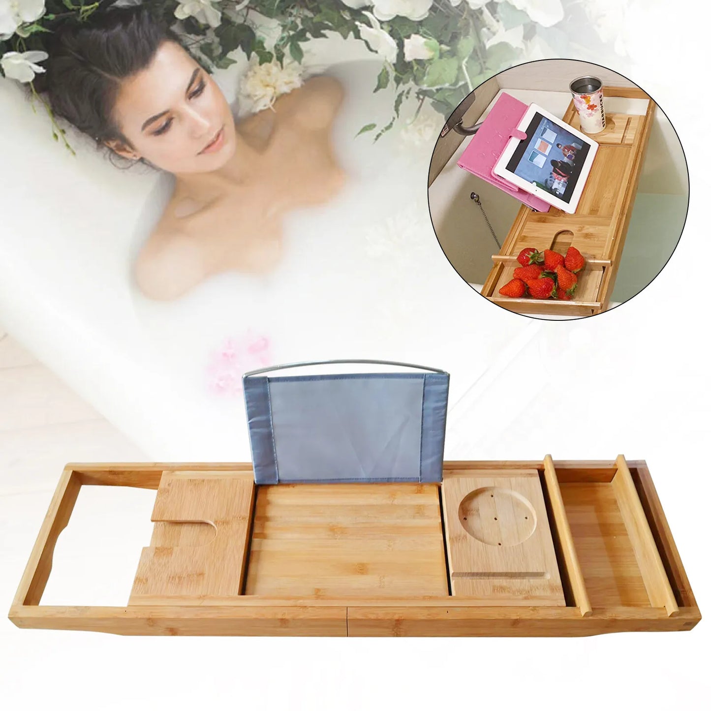 Bathtub Caddy Tray BambooTub Shelf
