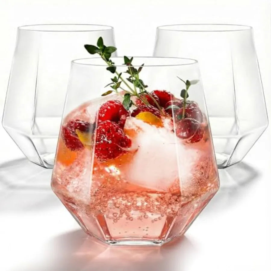 40 Pack Plastic Stemless Wine Whiskey Champagne Glasses, 12 Oz