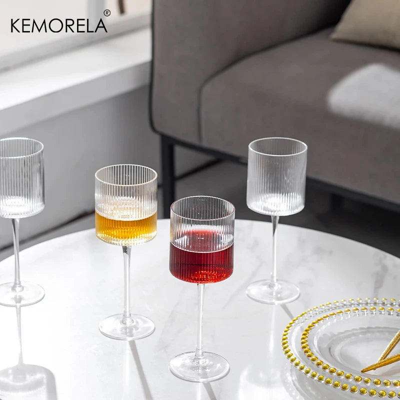 4PCS French Vertical lines Champagne Glasses