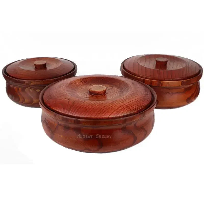 Solid wooden bowl with lid Durable
