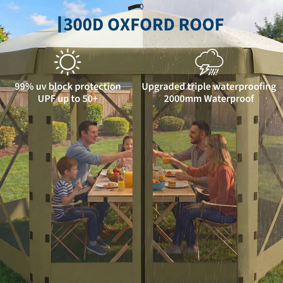 11x11FT Pop Up Gazebo Screen Tent, 6-Sided