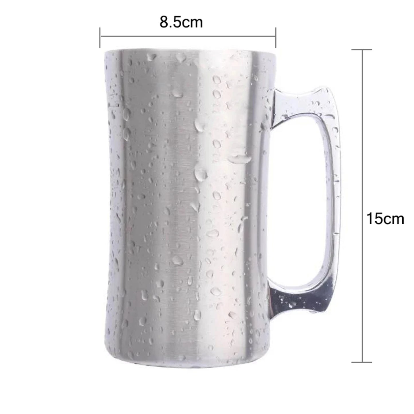 Large Stainless Steel Insulated Beer Mug/Lid - 20oz