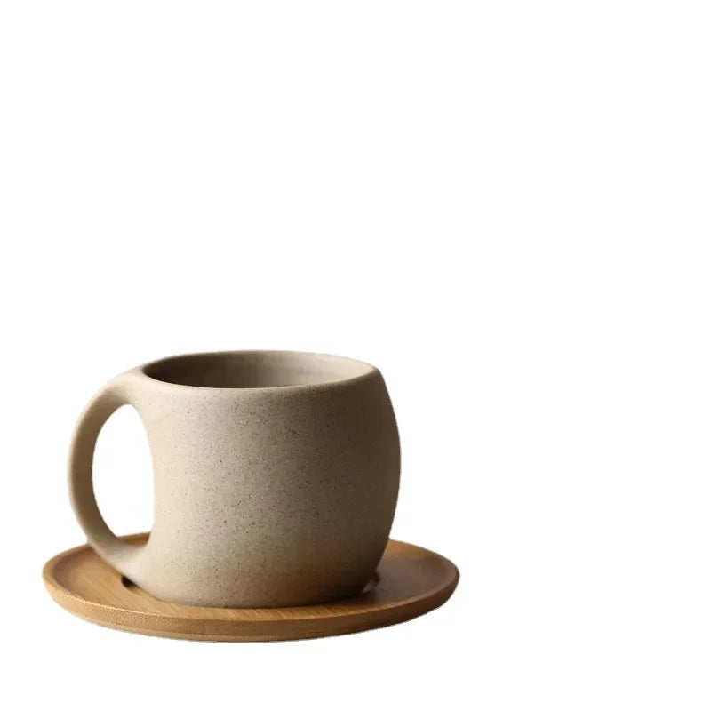 Health pottery coffee cup with tray simple water cup