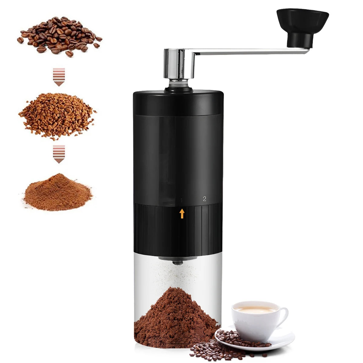 Manual Coffee Bean Grinder Detachable And Adjustable 5-Stage