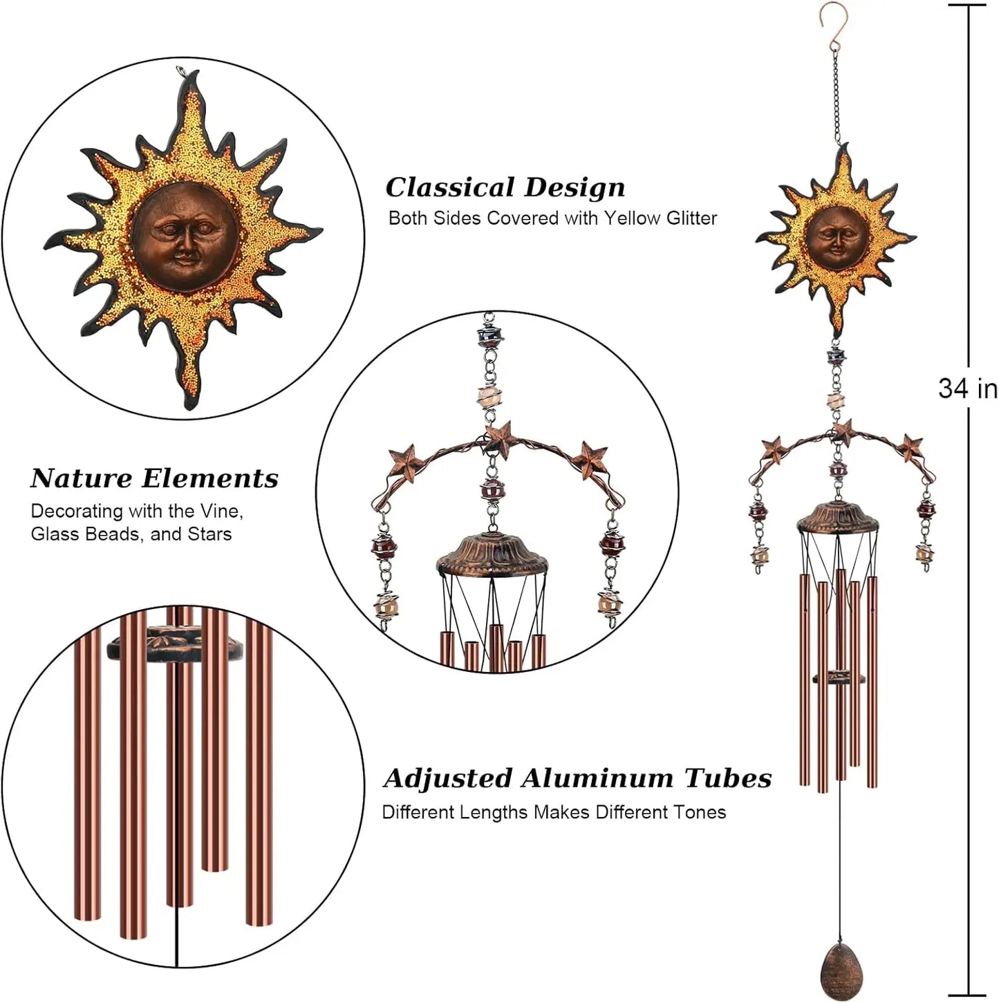 Deep Tone 34-Inch Aluminum Wind Chime