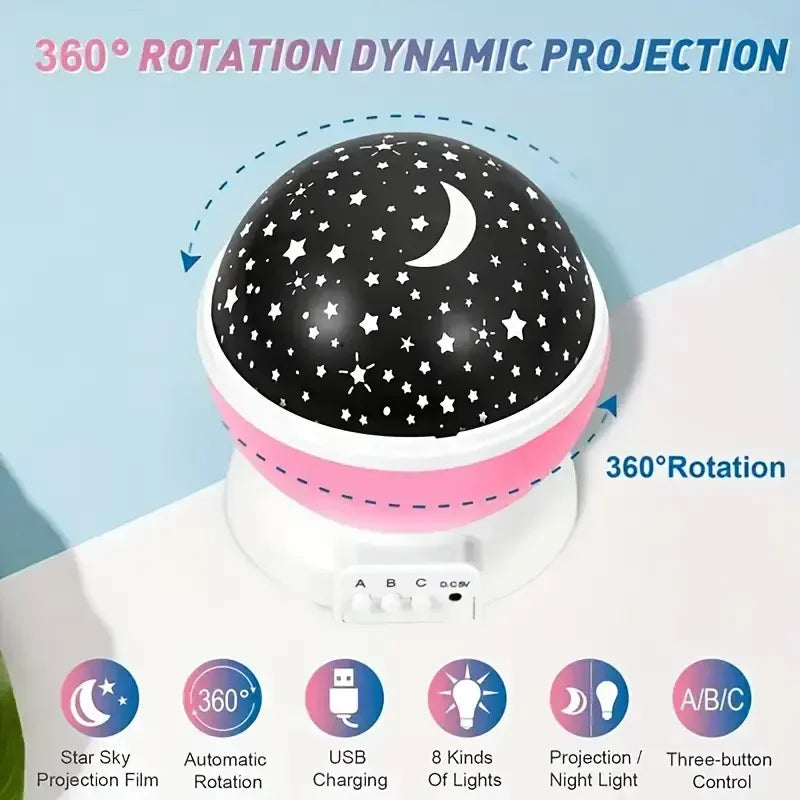 USB starry night light projector -360 ° rotatable, 9 color