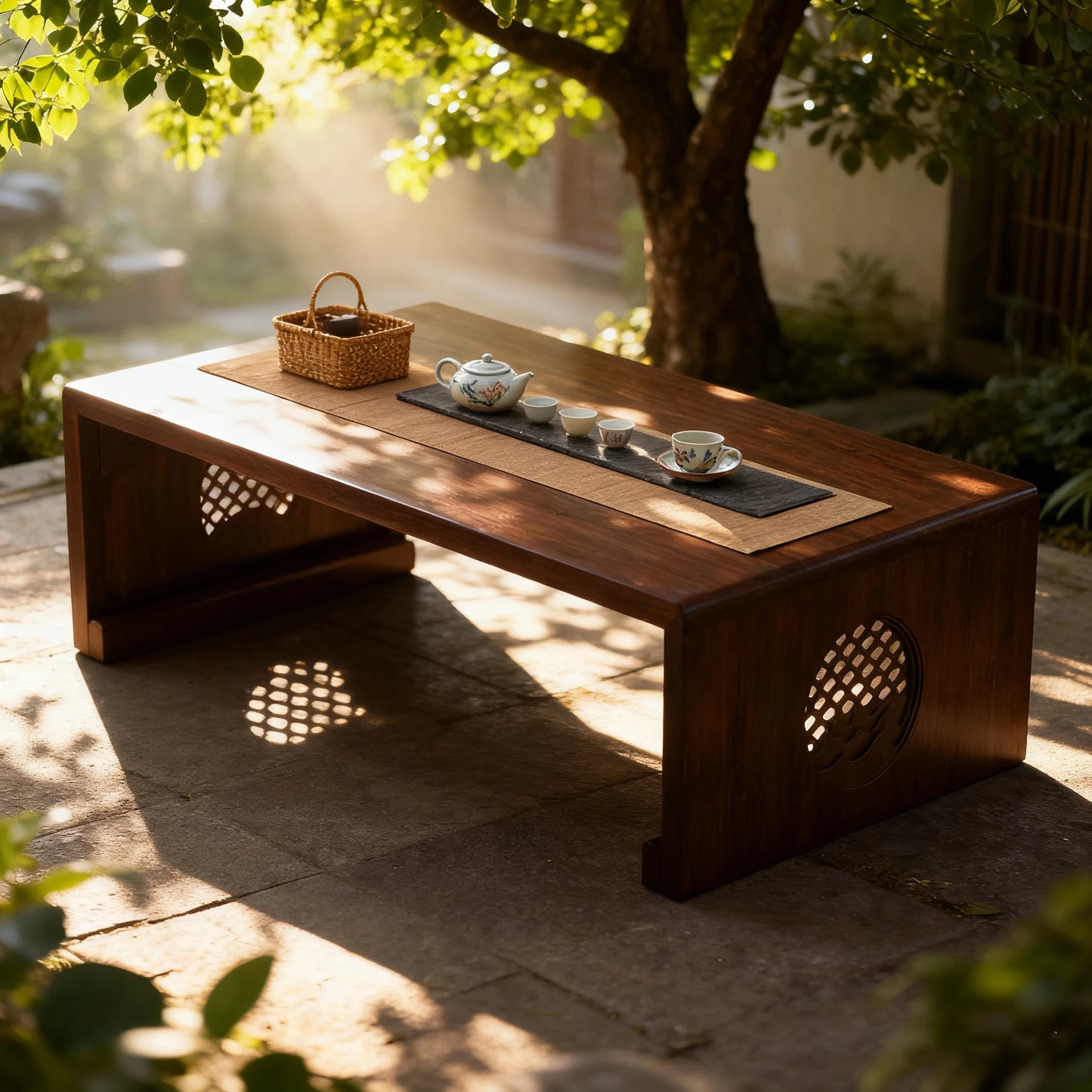 Foldable coffee table,  low table, no assembly required low tatami table.