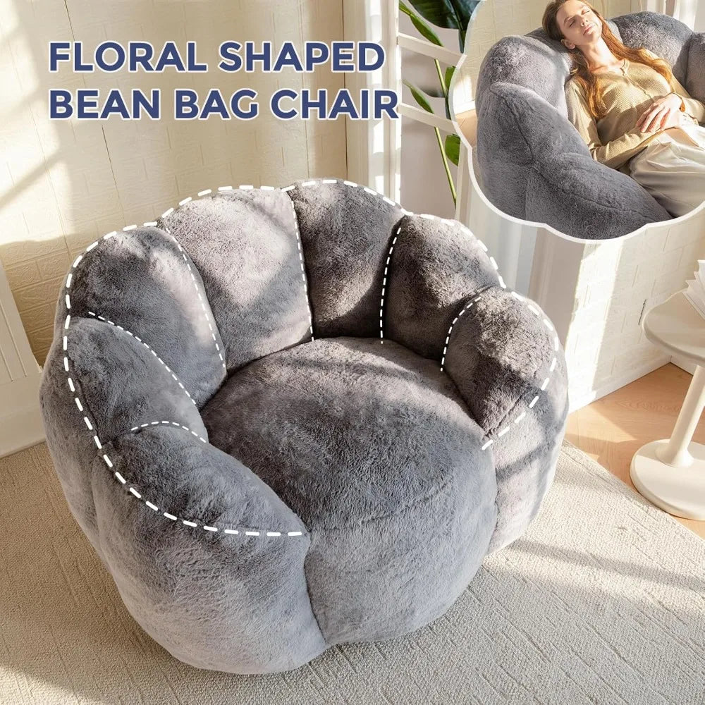 Bean Bag Chair Ultra Soft Faux Fur Floor Sofa