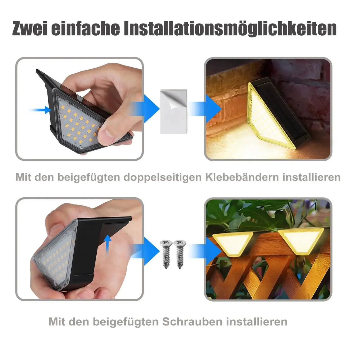 1-4PCS Solar Lights for Outdoors Stair Lamps Warm White LED