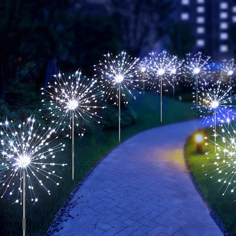 LED Solar Firework Lights Outdoor Dandelion Lawn Lamp