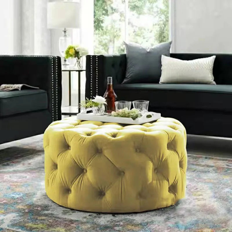 Velvet Round Ottoman Luxury Sofa Pouf