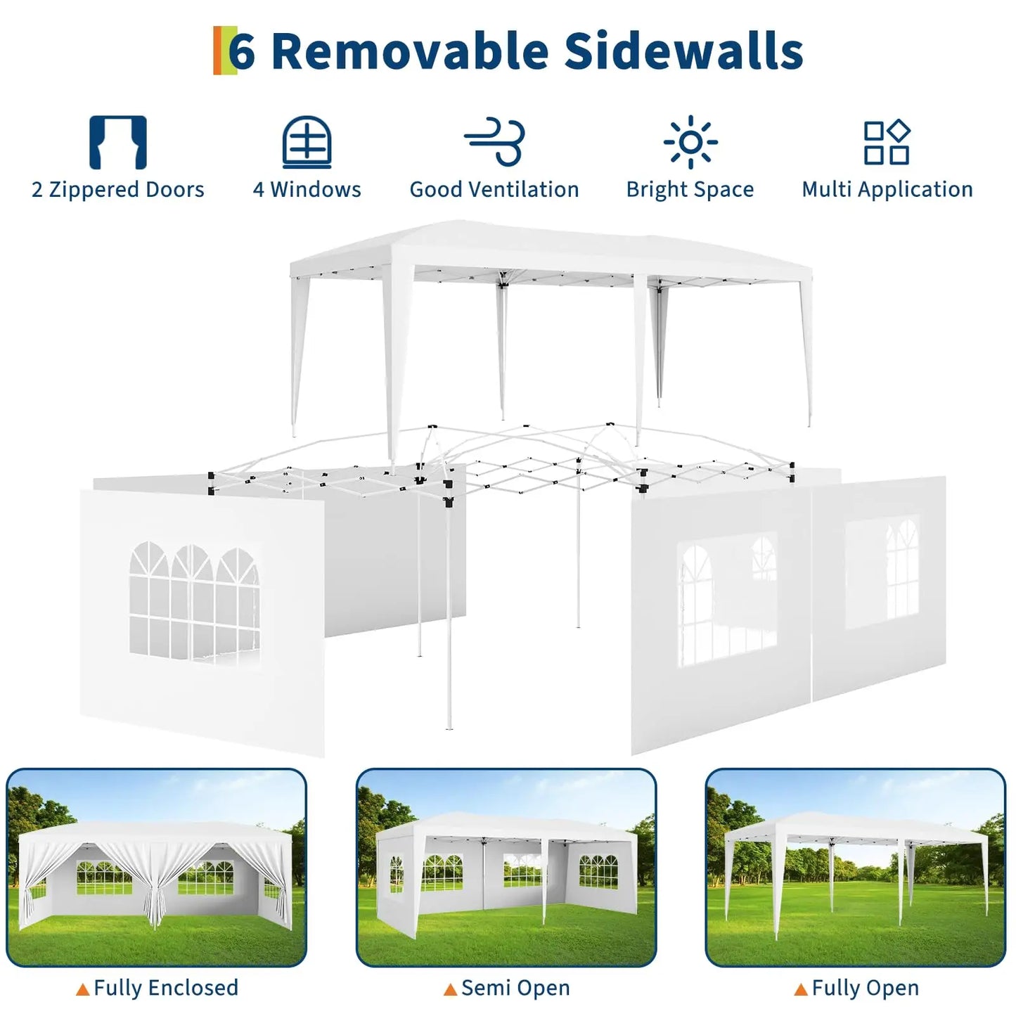 10x20 FT Pop Up Canopy Tent, Heavy Duty Waterproof Shelter