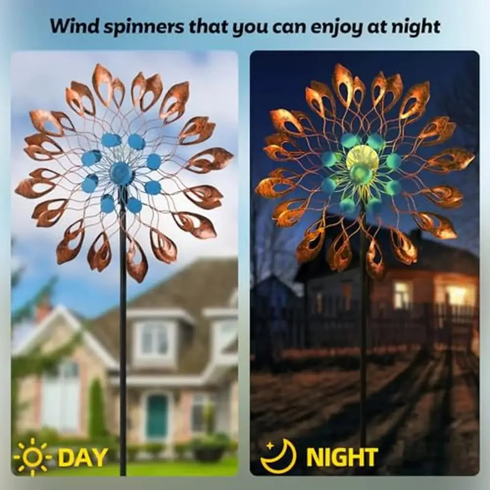 Solar Wind Spinners 73" LED Light Kinetic Sculpture Spinner