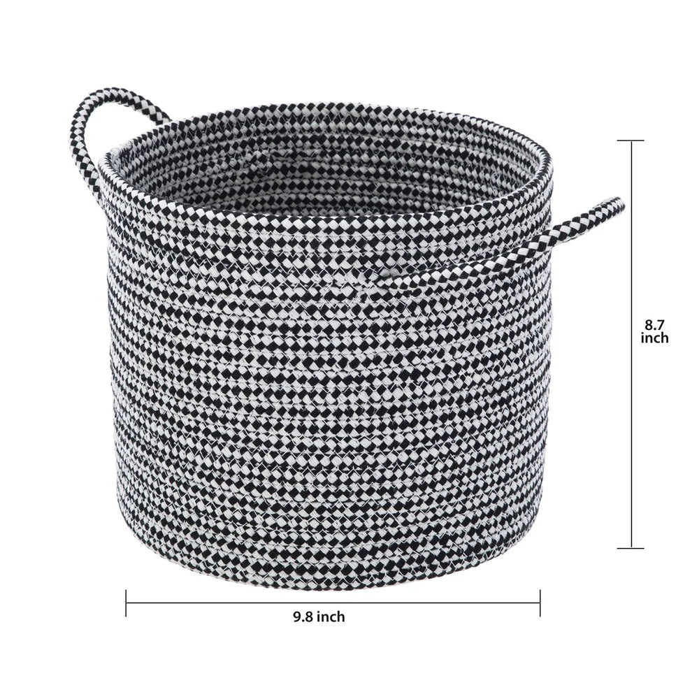 Round Cotton Rope Storage Basket with Handles