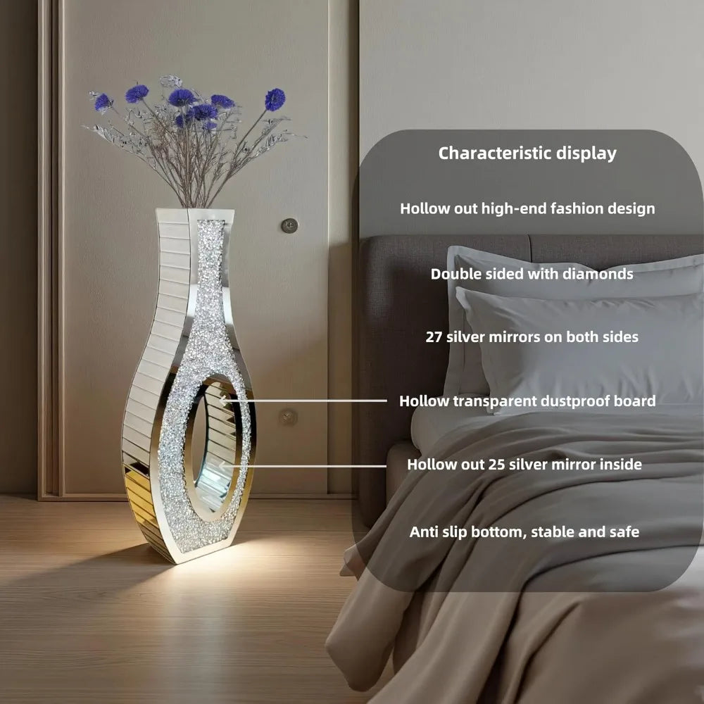 Pair of 30-Foot Tall Crushed Diamond Effect Floor Vases