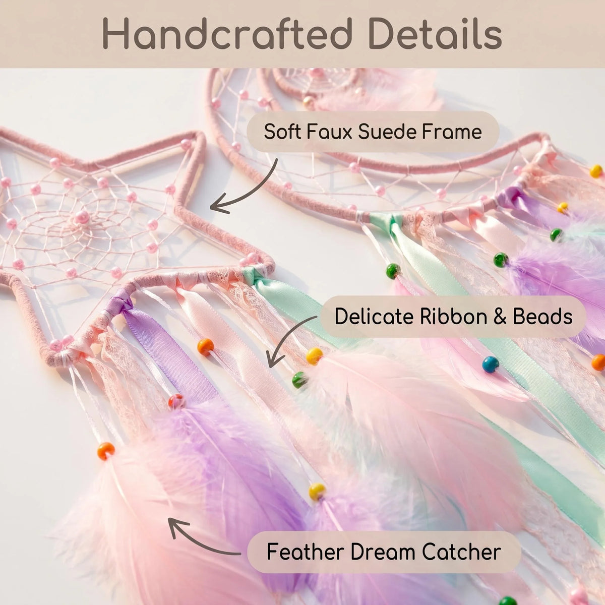 3 Pack Pink Star Moon Sun Dream Catcher