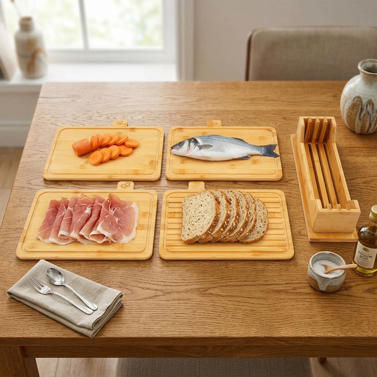 4PCS Wood Cutting Board Set  Charcuterie Available on Both Sides