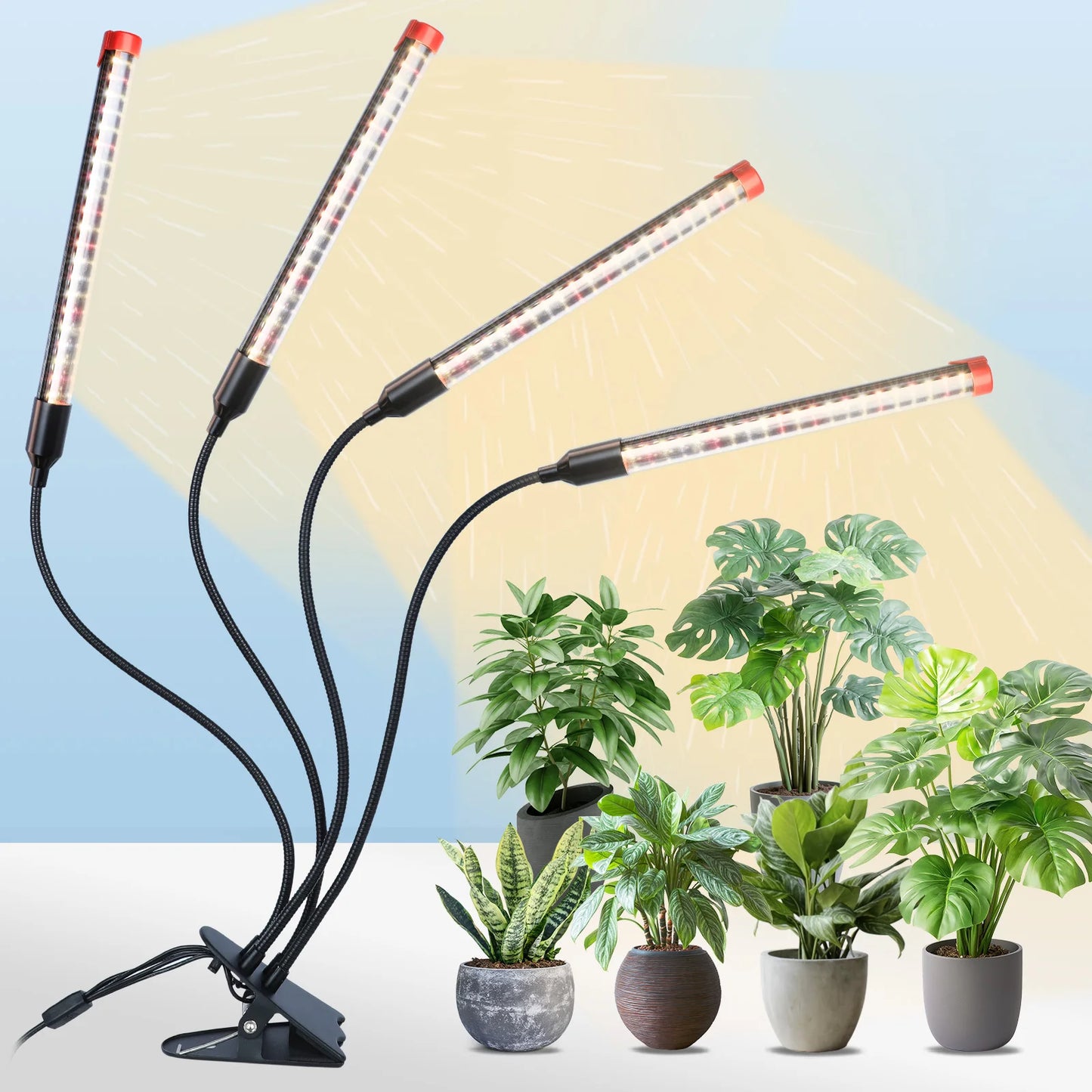 36W, NOT 15W, 4Head Strong Clip Grow Lights