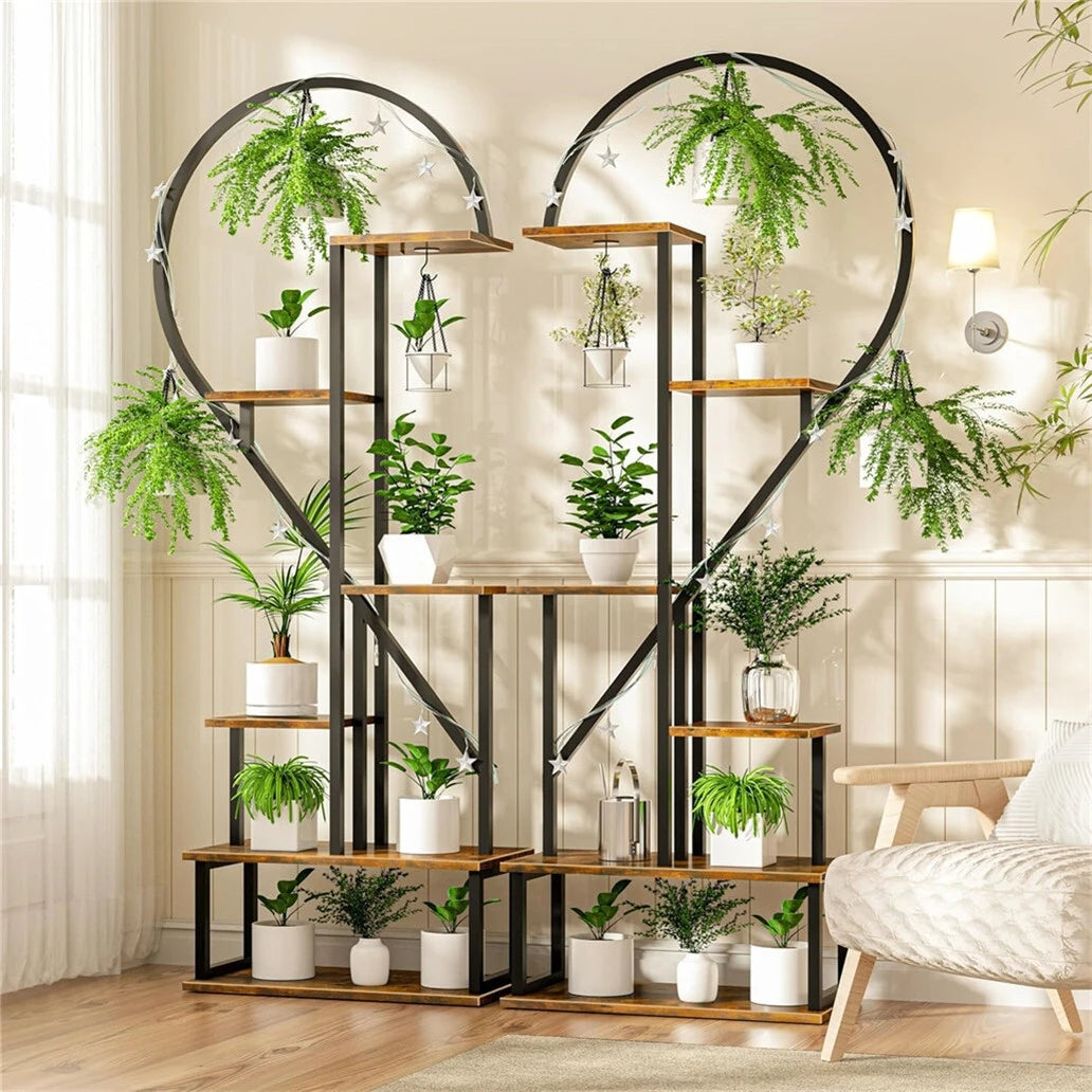 Plant Stand Half Heart Shaped Multiple Planter Rack