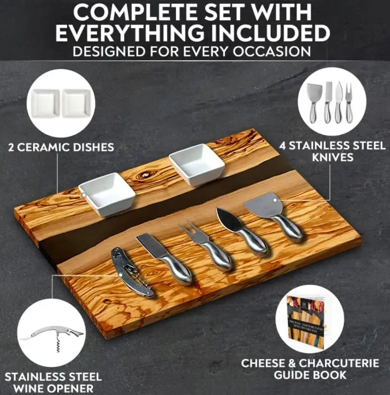 Handcrafted Italian Olive Wood Cheese&Charcuterie Board