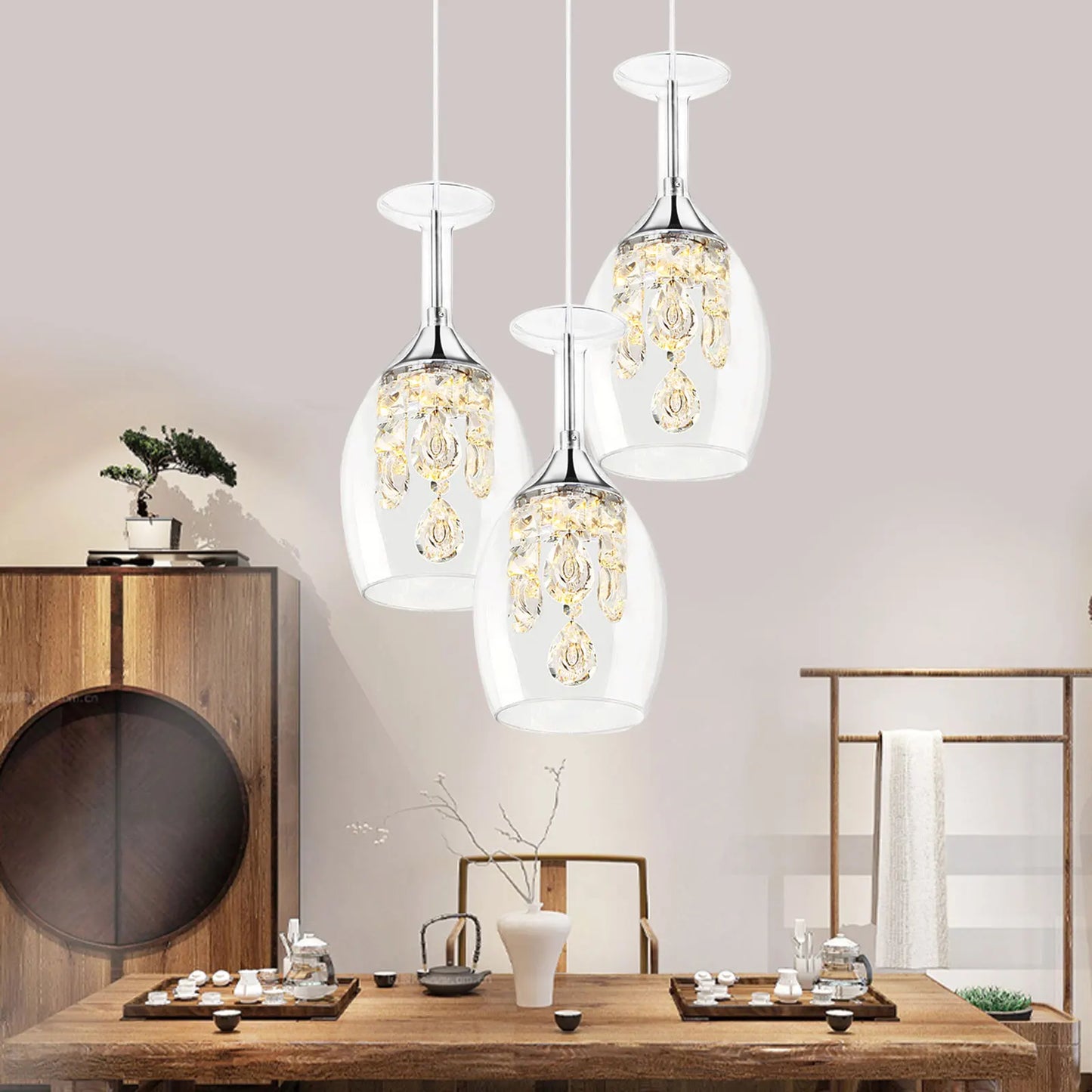 Modern Led Crystal Wine Glasses Chandelier