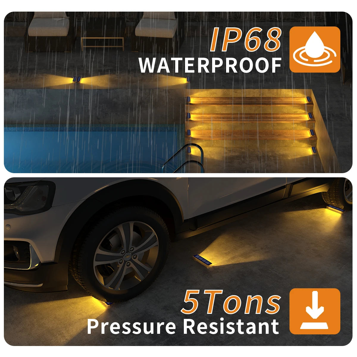 Solar LED Step Lamp Stair Lights Outdoor IP68 Waterproof