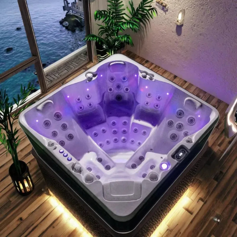7 Person Hot Tub 105 Jets Waterfall 38 LED Lights