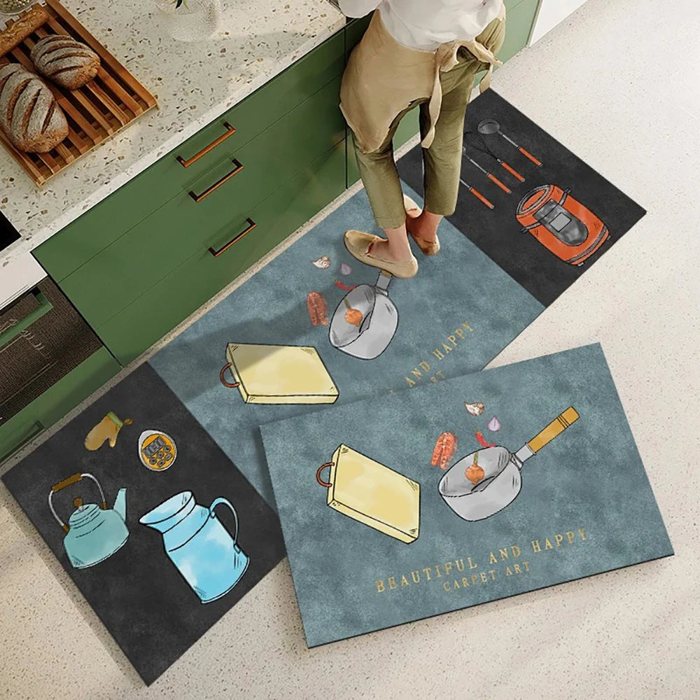 Non-slip Kitchen Mat Long Rugs Crystal Velvet Carpet
