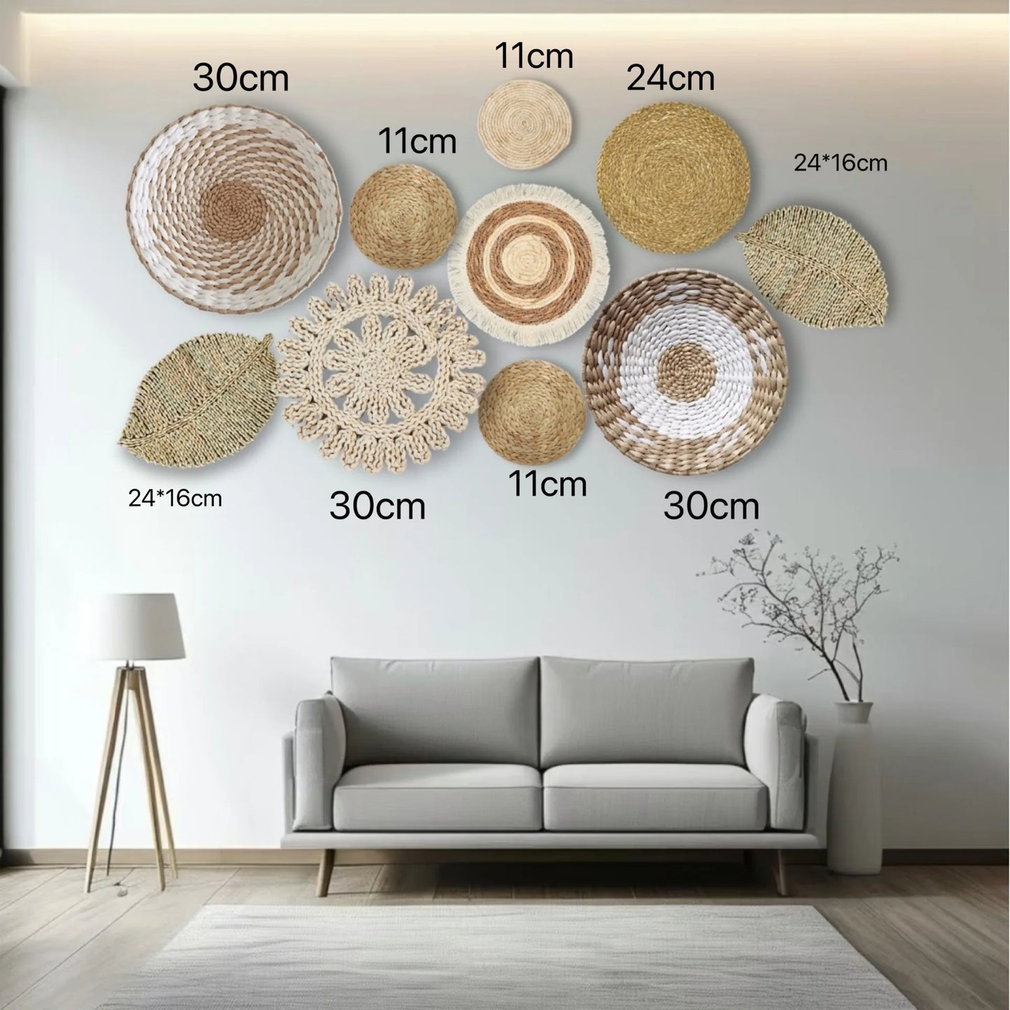 Boho Straw Wall Decor Grass Weaving Woven Tassel Wall Hanging