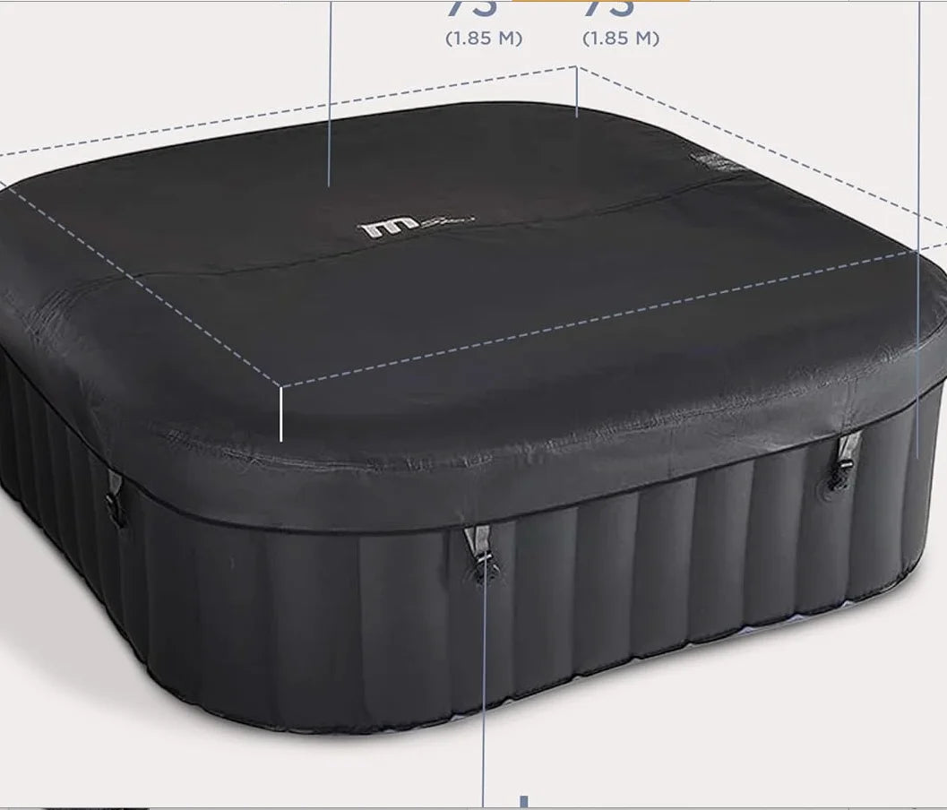 Square Inflatable Spa, 4 to 6 Person Outdoor Hot Tub,