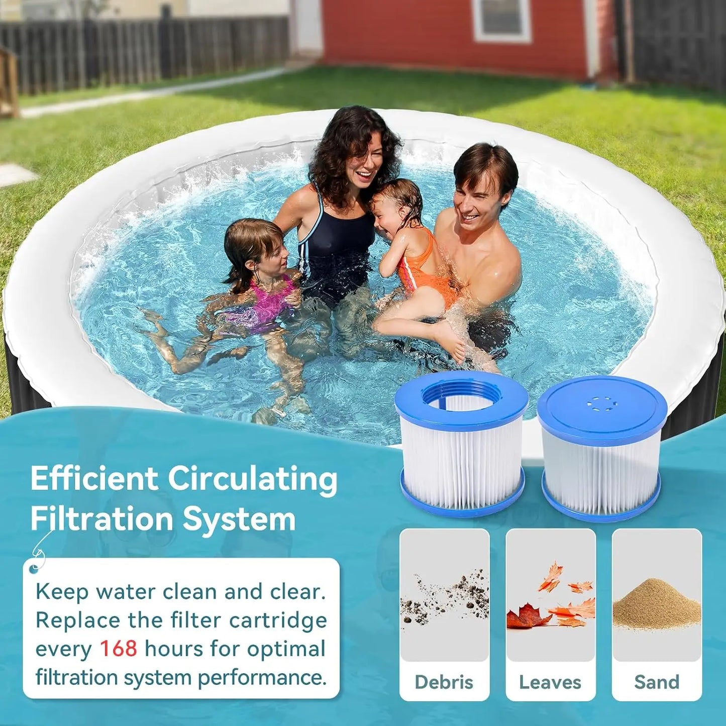 2-4 Person Inflatable Hot Tub,  120 Air Jets, Insulated, Custom