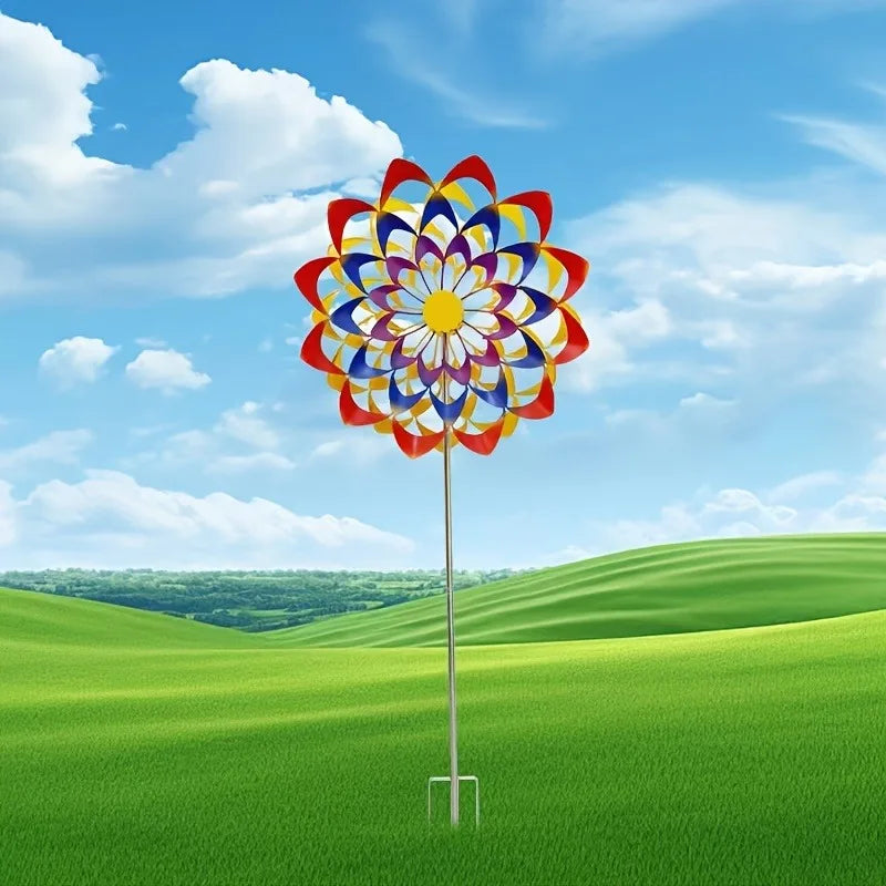 1pcs Rainbow Metal Windmill Cast Iron Wind Spinner