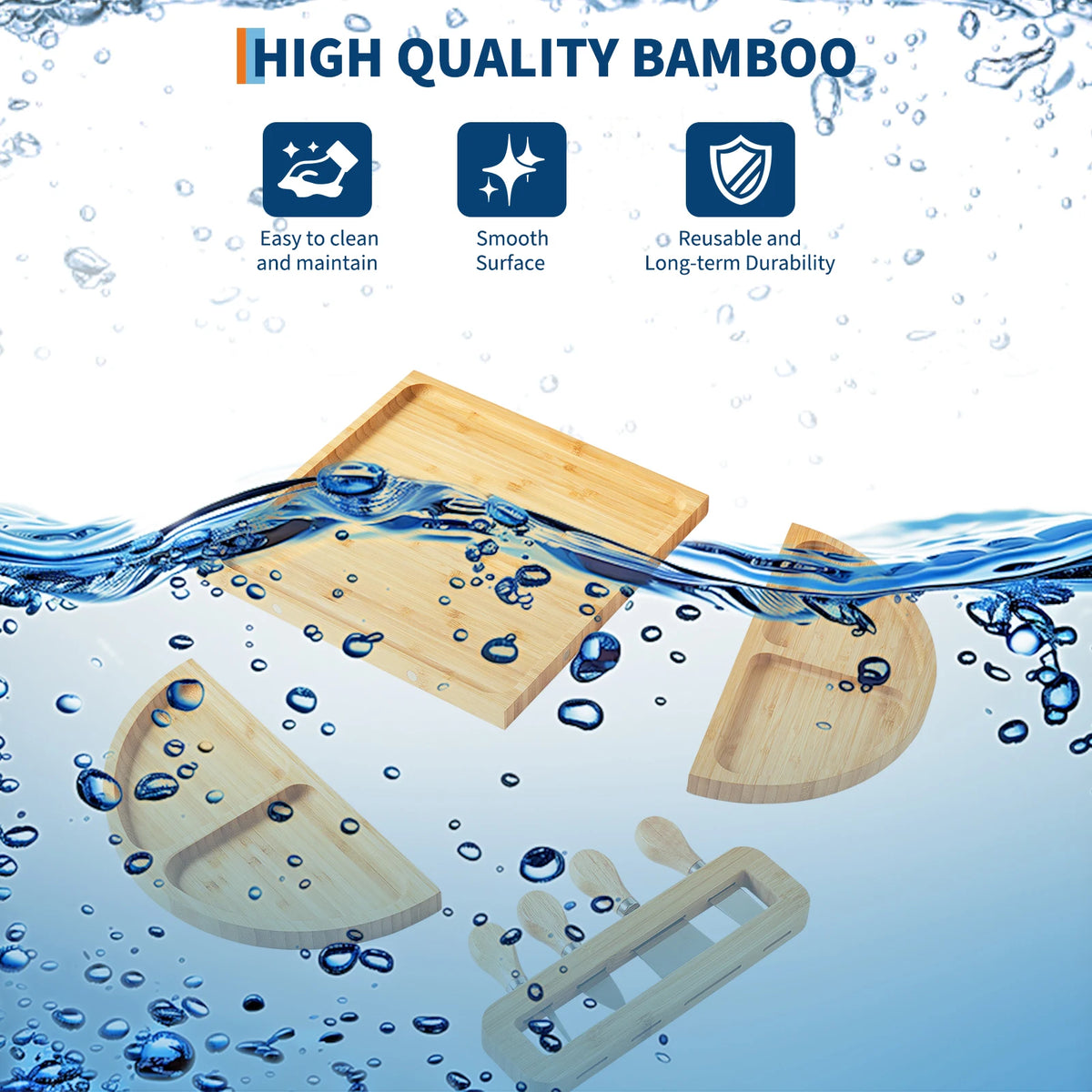Bamboo Charcuterie Board Set, Magnetic, Knives