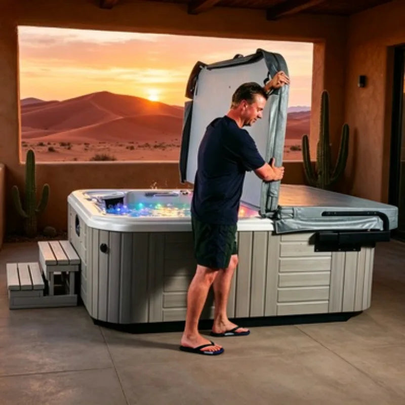 4 Person Outdoor Whirlpool Spa Hot Tub Massage Bathtub Acrylic Jacuzzi with 37 Jets Bluetooth Audio for Home Leisure