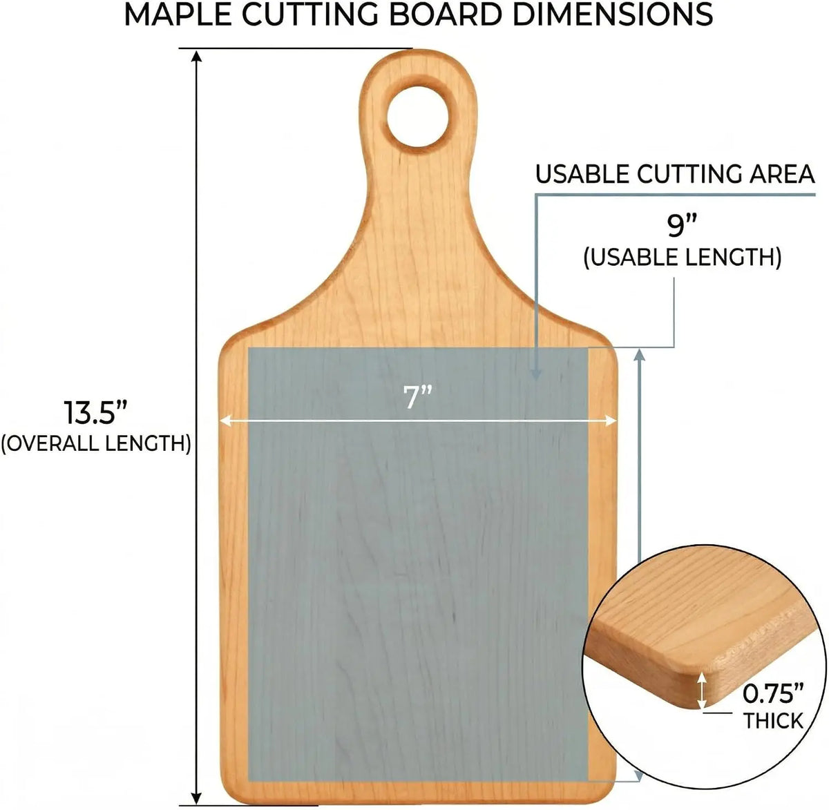 Handcrafted Maple Cutting Board with Handle – Premium Hardwood, Knife-Friendly Surface, Natural Grain Design, Charcuterie Serving Tray