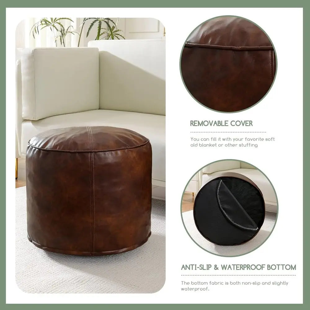 Round Storage Ottoman with Foam Filling, 20 X 15