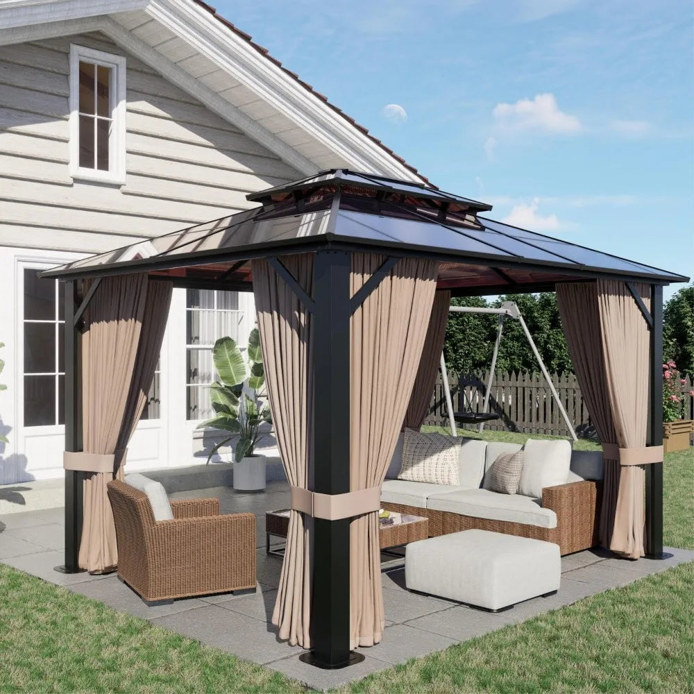 10’x12’ Hardtop Gazebo, Double Roof Patio  Aluminum Frame