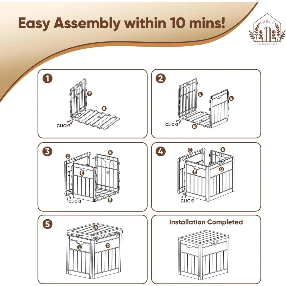 33 Gallon Deck Box Set of 2, Small Outdoor Storage Box Waterproof