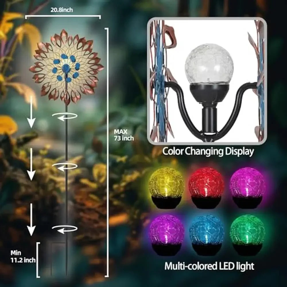 Solar Wind Spinners 73" LED Light Kinetic Sculpture Spinner