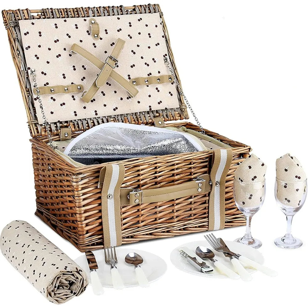 Willow Picnic Basket Set for 2 Persons Waterproof