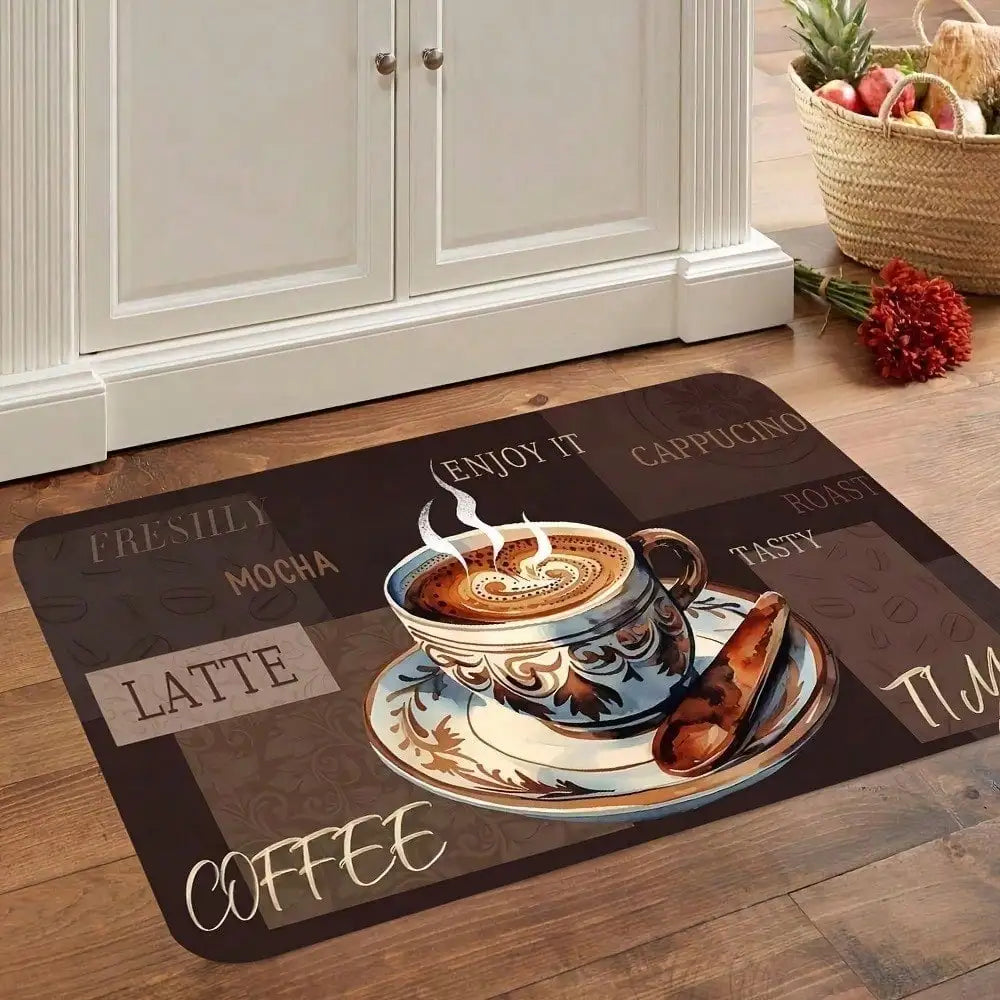 1pc Coffee Kitchen Mat Coffee Bar Rug Non-Slip Absorbent